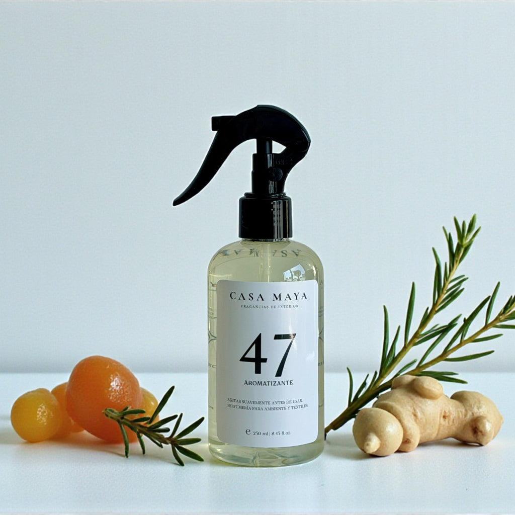 Aromatizante Textil 47 – Jengibre, Romero & Ambar